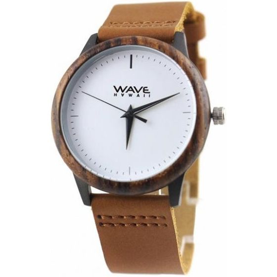 Load image into Gallery viewer, Wave hawaii Horloge Zebra dames 4 cm hout leer bruin
