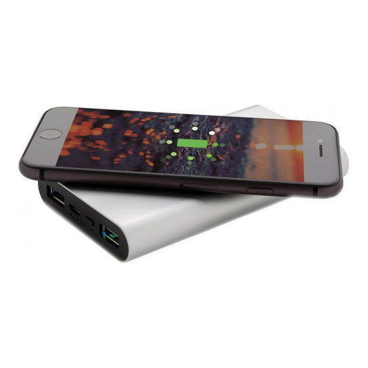 Xd collection Powerbank draadloos 10.000 mAh 12,5 cm alu zilver